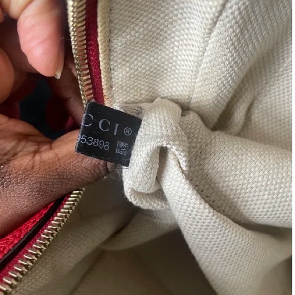 Gucci Red and Black Leather soho Backpack - authentic - Rank AB main image 5